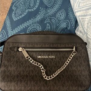 Michael Kors Black Belt Bag with Chain Detail